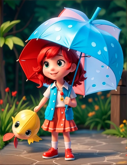 personaje de niña de dibujos animados en 3D