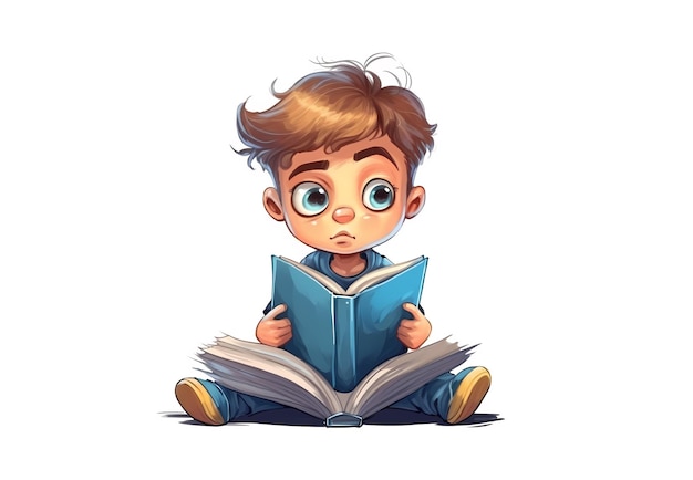 personaje de niño de dibujos animados niño o niña aislado con libro en las manos o luz de bombilla en los niños a la escuela