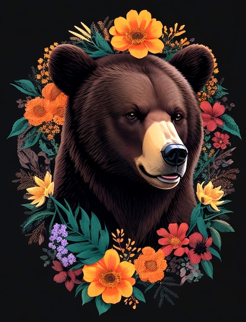 personaje oso y flor