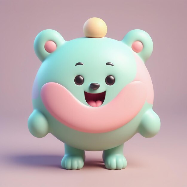 personaje de oso lindo 3D renderización personaje de oso Lindo 3D rendu personaje de dibujos animados lindo oso rosado con b