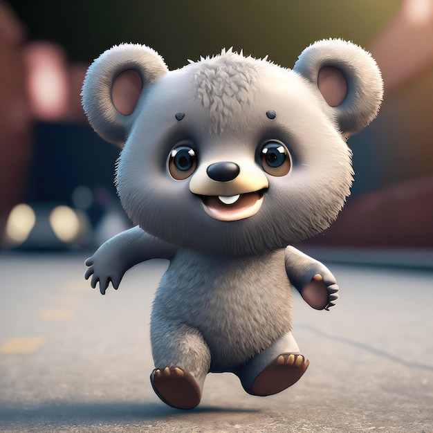 El personaje del oso sonriente 3D