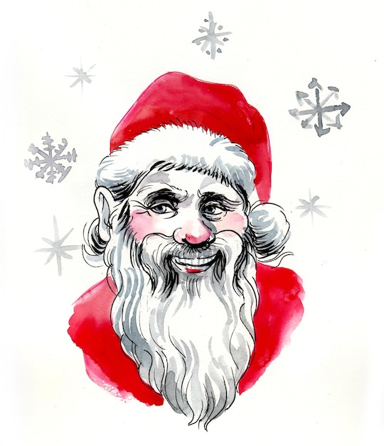 Personaje de Papá Noel, Dibujo a tinta