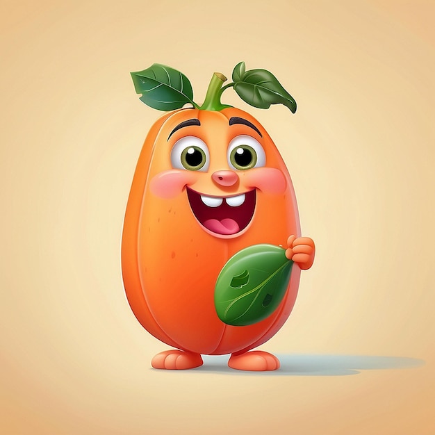 Un personaje de papaya lindo en 3D.