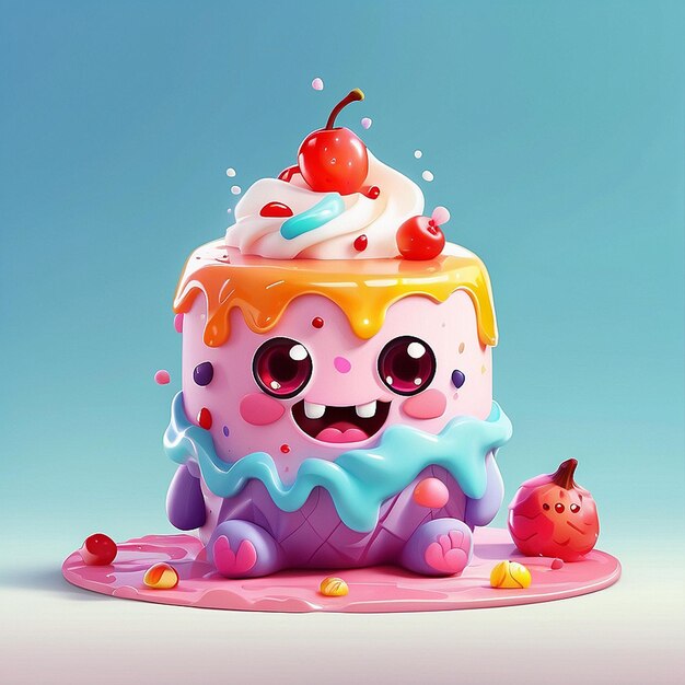 Personaje de pastel lindo en 3D