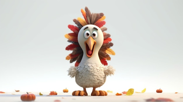 Personaje de pavo de dibujos animados estilo 3D generado por IA