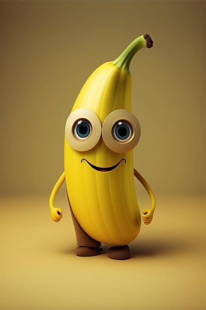 Personaje de plátano feliz