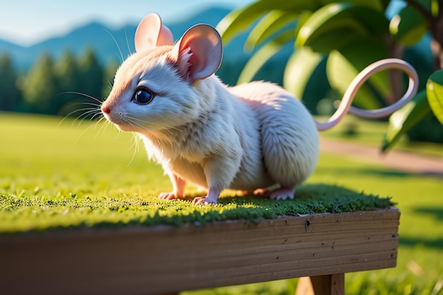 Personaje de ratón de dibujos animados Cute Closeup Fotografía de animales Papel de pared Ilustración de fondo