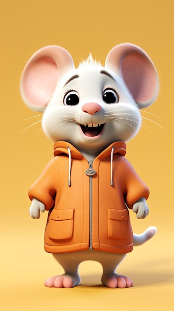 Foto personaje de ratón lindo cuerpo completo 3d renderizado aislado un fondo de color