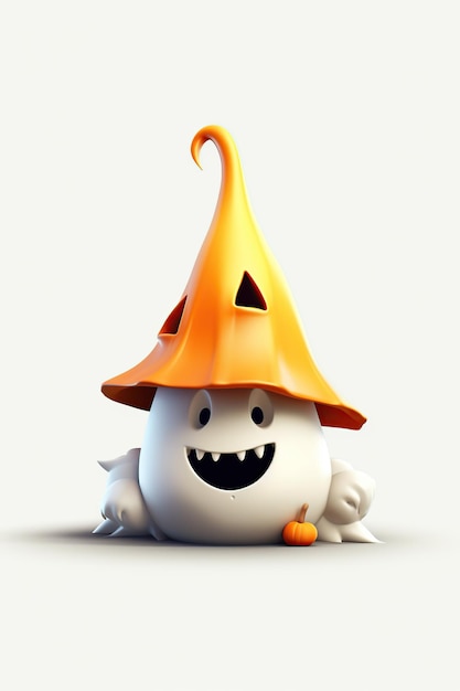 Personaje de representación 3D de Halloween sobre fondo blanco IA generativa