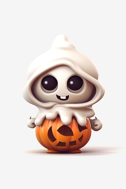 Personaje de representación 3D de Halloween sobre fondo blanco IA generativa