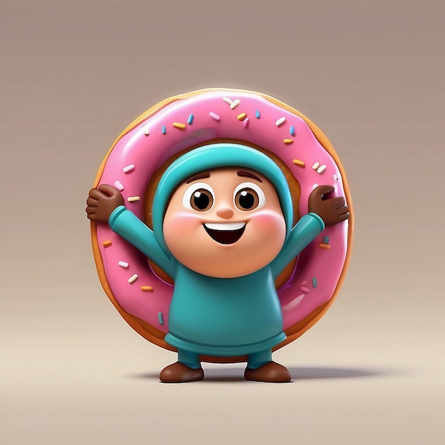 Personaje de rosquilla en 3D