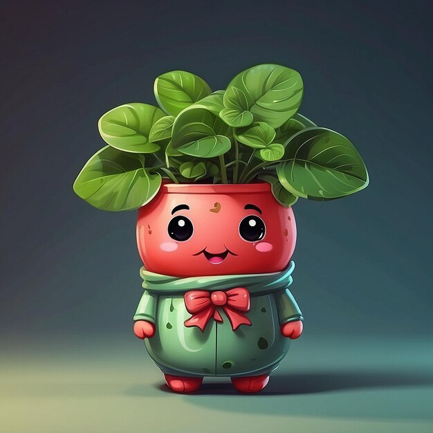 El personaje de la sandía peperomia en 3D