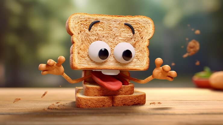 personaje de sándwich de dibujos animados lindo generativo ai