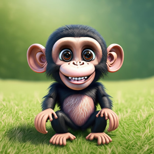 El personaje simpático del chimpancé en 3D