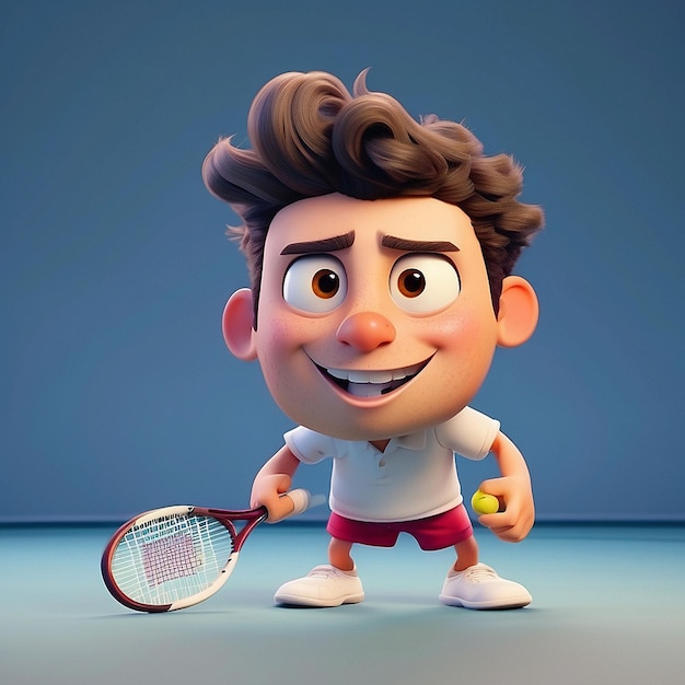 Personaje de tenista de dibujos animados en 3D