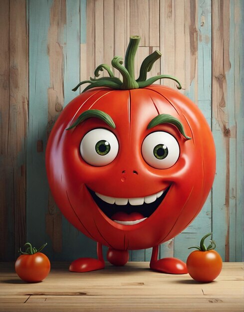 El personaje de Tomate de dibujos animados generado por Ai