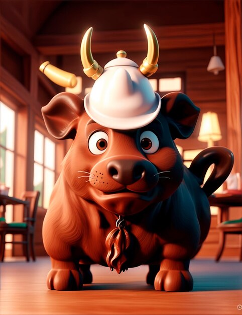 personaje de toro de dibujos animados en 3D