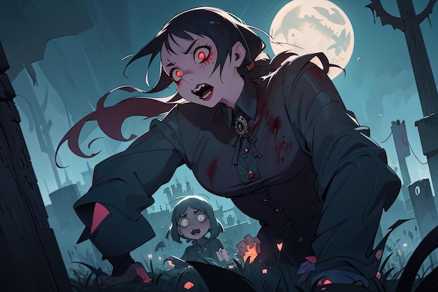 Foto un personaje vampiro de terror en la ilustración de la noche de halloween