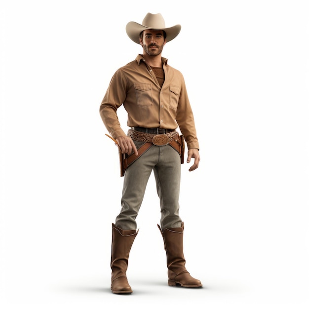 Personaje de vaquero occidental realista en 3D Pngdi009 009