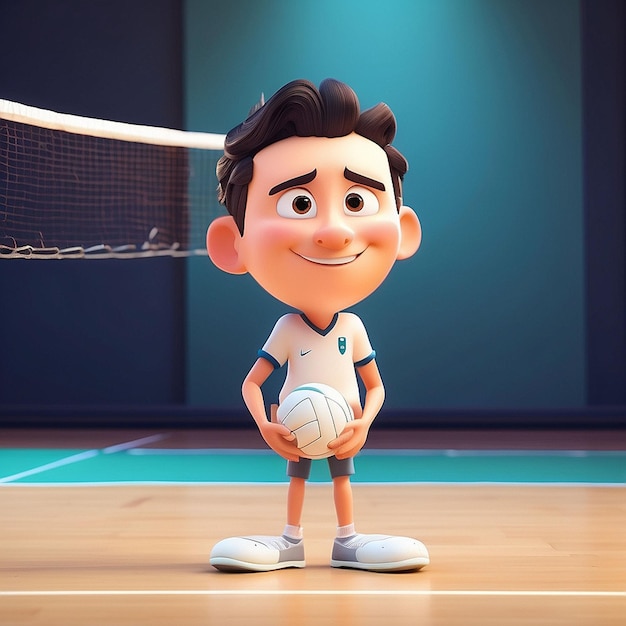 Personaje de voleibol de dibujos animados en 3D