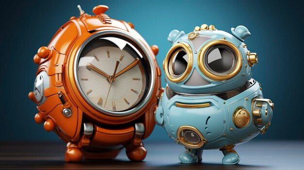 Personajes 3D que aprecian la artesanía de los relojes