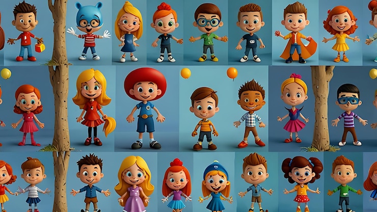 Foto personajes de dibujos animados divertidos para proyectos infantiles