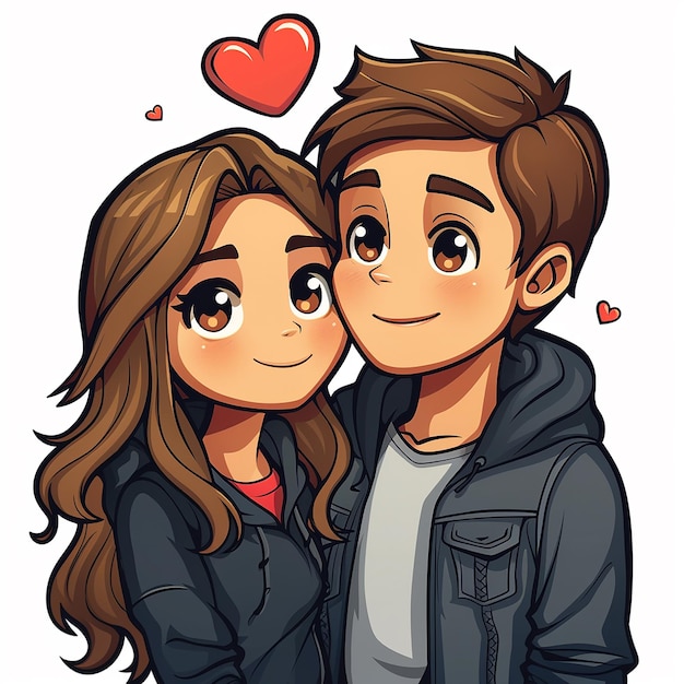 Foto unos personajes de dibujos animados kawaii pareja enamorada