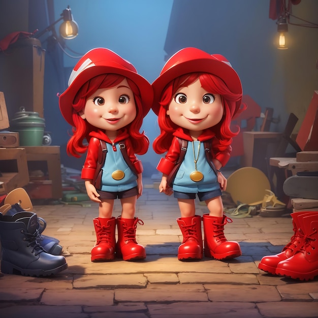 Personajes de dibujos animados de Red Boots