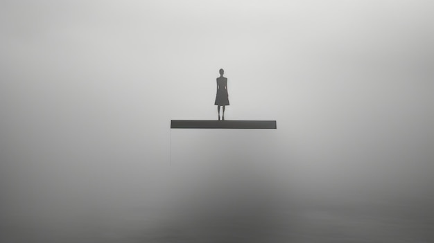 Personajes enigmáticos Una escultura minimalista conceptual en aguas tranquilas