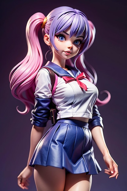 Personajes en forma de dibujos animados Modelos de niñas jóvenes y hermosas Muñecas renderizadas en 3D Anime hecho a mano