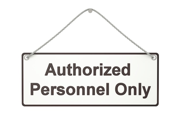 Personal autorizado sólo para colgar letreros renderizado 3D