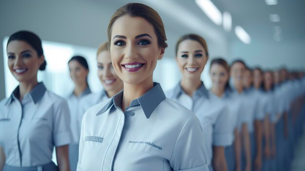 Personal de la clínica dental en uniforme