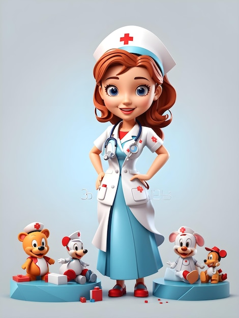 Personal médico personaje de dibujos animados en 3D