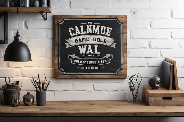 Personalizar su mockup de señal de pared de la cueva del hombre espacial