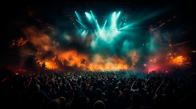 personas bailando en un escenario con humo