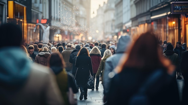 personas caminando por las calles de Europa por la noche