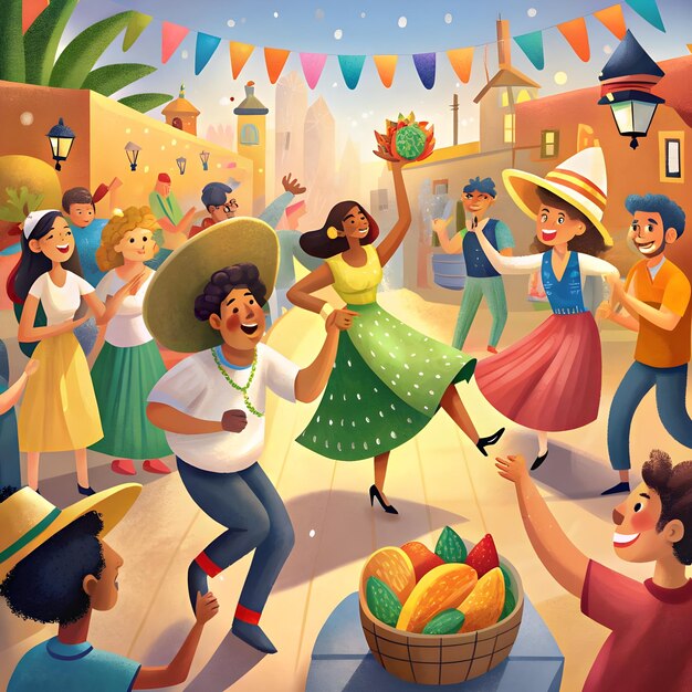 Personas celebrando el concepto de cinco de mayo ilustración