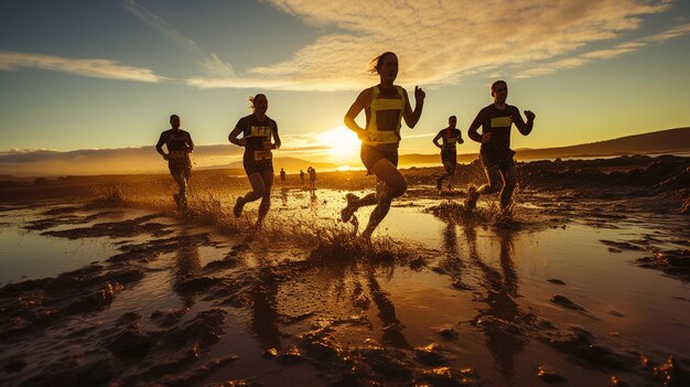 personas corriendo en la playa