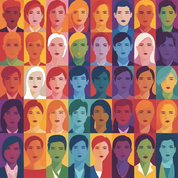 Foto personas de diferentes géneros con los colores de la bandera lgbtq
