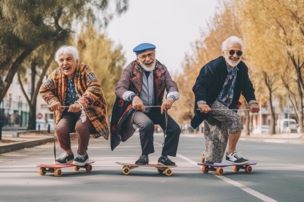 Foto personas mayores con actividad extrema y diversión