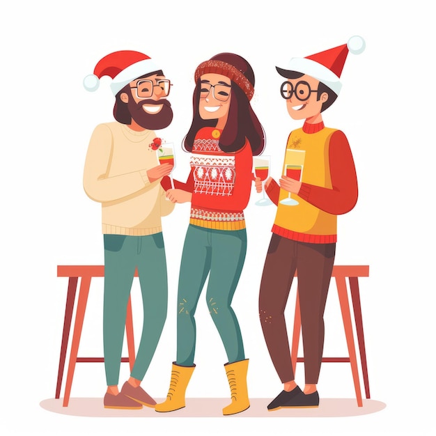 Foto personas de negocios felices en la fiesta corporativa colegas positivos celebran navidad y año nuevo