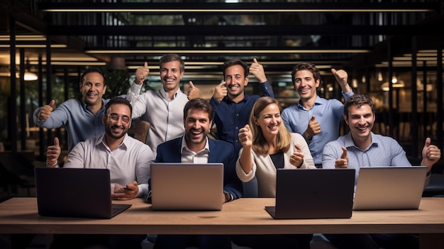 Foto personas de negocios en la oficina moderna con computadora portátil