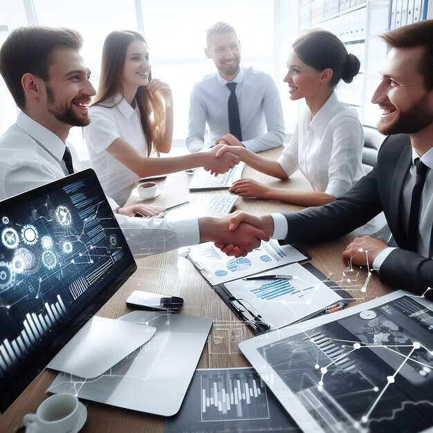 Foto personas de negocios trabajando juntas en la oficina