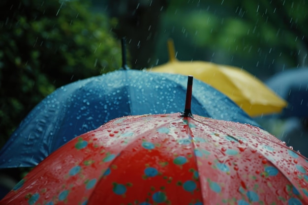 Foto personas con un paraguas en días de lluvia