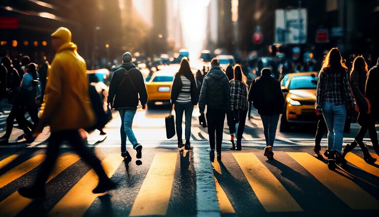 Personas en el paso de cebra en la ciudad de Nueva York, Estados Unidos de Americagenerative ai