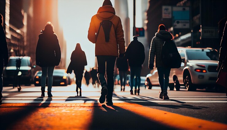 Personas en el paso de cebra en la ciudad de Nueva York, Estados Unidos de Americagenerative ai