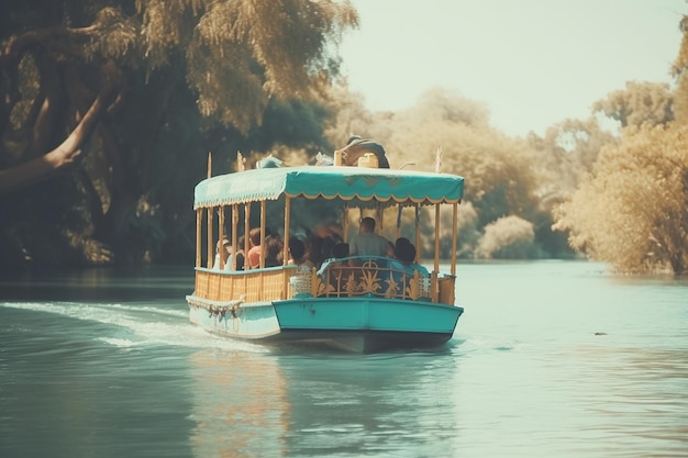 Personas que disfrutan de paseos en barco o en remo en lagos o ríos