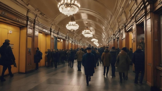 Personas que escapan del transporte del metro de Moscú