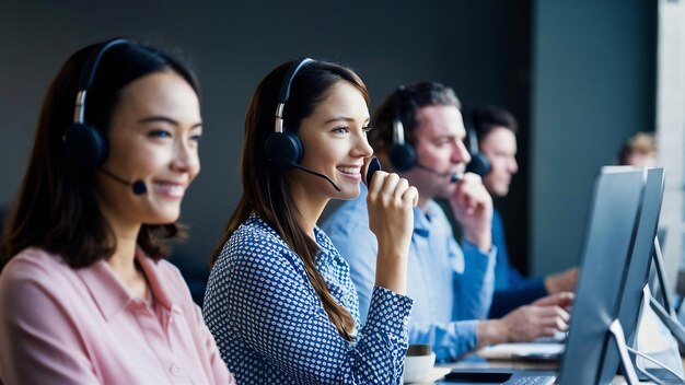 Personas que trabajan en el centro de llamadas