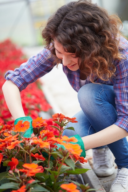 Foto las personas que trabajan en una tienda de jardinería